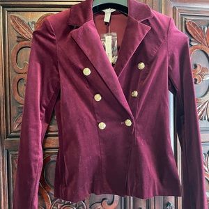 Burgundy jacket with gold buttonsNWT